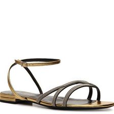 Incaltaminte Femei Gucci Metallic Leather Flat Sandal Gold Metallic