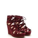Incaltaminte Femei CheapChic Run The World Caged Faux Suede Wedges Burgundy