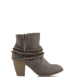 Incaltaminte Femei CheapChic Mixed Chains Faux Leather Booties Grey