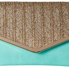 Jessica McClintock Arielle Straw Envelope Clutch Mint