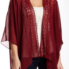 Free Press Lace Trim Ruana MAUVE