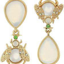 Betsey Johnson Luminous Betsey Opal Bug Non-Matching Earrings White