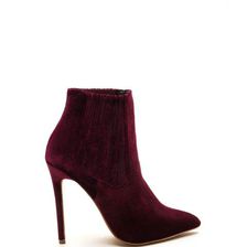 Incaltaminte Femei CheapChic Sleek Attack Pointy Velvet Booties Wine