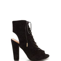 Incaltaminte Femei CheapChic Tie Game Lace-up Faux Suede Booties Black