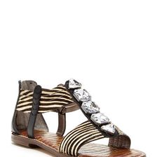 Incaltaminte Femei Sam Edelman Galina Crystal Embellished Genuine Calf Hair Sandal ZEBRA