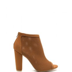 Incaltaminte Femei CheapChic Talk Is Chic Perforated Chunky Booties Chestnut