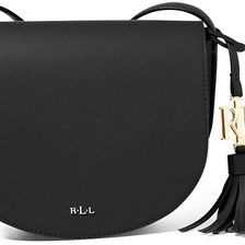 Ralph Lauren Mini Caley Leather Saddle Bag Black/Crimson