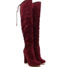 Incaltaminte Femei CheapChic Tied Down Chunky Over-the-knee Boots Burgundy