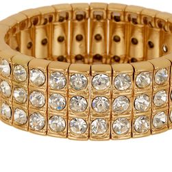 Natasha Accessories Crystal Bar Stretch Bracelet GOLD