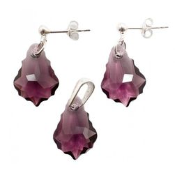 Set argint amethyst 925, cu Swarovski Elements, Baroque, 16mm