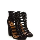 Incaltaminte Femei CheapChic Knotty Girl Chunky Caged Lace-up Heels Black