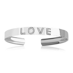 Bijuterii Femei GabCos Designs Sterling Silver Love CZ Cuff Bracelet SILVER