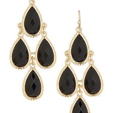 Bijuterii Femei Natasha Accessories Faceted Teardrop Dangle Earrings BLACK