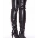 Incaltaminte Femei CheapChic Walk Tall Faux Leather Thigh-high Boots Black