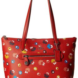 COACH Whls Floral Printed Taylor Tote SV/Carmine/Wild Prairie