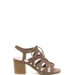 Incaltaminte Femei CheapChic Day Tripping Lace-up Chunky Block Heels Taupe