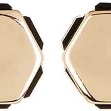 14th & Union Gold-Tone Stone Hex Boarder Stud Earrings JET-GOLD