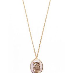 Bijuterii Femei Forever21 Owl Faux Stone Pendant Necklace Gold