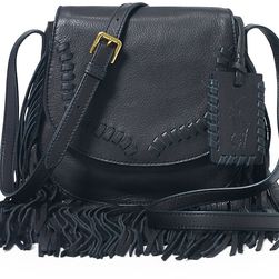 Ralph Lauren Fringed Leather Cross-Body Bag Black
