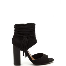 Incaltaminte Femei CheapChic Tassel Takeover Slouchy Faux Suede Heels Black