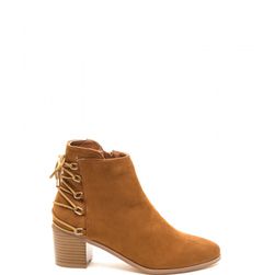 Incaltaminte Femei CheapChic Ring Leader Lace-up Chunky Booties Tan