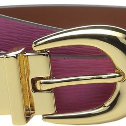 Ralph Lauren 1" Saffiano to Smooth Reversible Belt Raspberry Rose/Light Tan