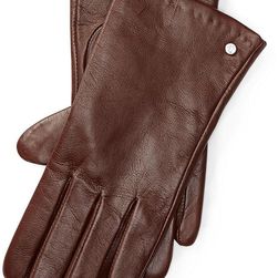 Ralph Lauren Leather Touch Screen Gloves Coffee