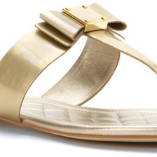 Cole Haan Tali Bow Sandal Soft Gold Patent