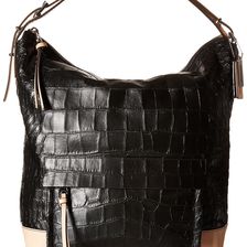 COACH Bleecker Pinnacle Matte Croco Hobo Black