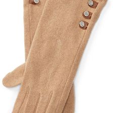Ralph Lauren Buttoned Touch Screen Gloves Camel