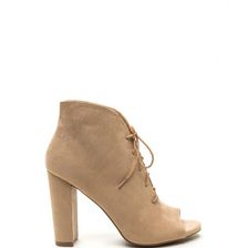 Incaltaminte Femei CheapChic Sassy Strut Lace-up Faux Suede Booties Natural