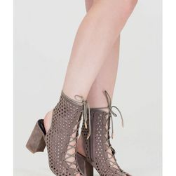 Incaltaminte Femei CheapChic Holey One Perforated Faux Suede Booties Grey