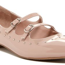 14th & Union Chanda Studded Double Mary Jane Flat NUDE FAUX PATENT