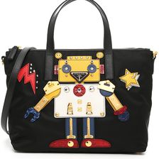 Prada Robot Nylon Shopping Bag NERO+MIMOSA