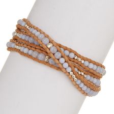 Chan Luu Sterling Silver Nugget & Blue Lace Agate Beaded Wrap Bracelet BLU LACE-BEIGE
