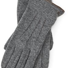 Ralph Lauren Wool-Blend Touch-Screen Gloves Grey/Vachetta