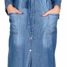 Rochie casual bleu denim cu buzunare laterale 3387