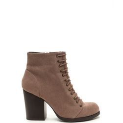 Incaltaminte Femei CheapChic Morale Boost Laced Block Heel Booties Taupe