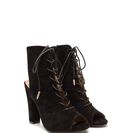 Incaltaminte Femei CheapChic Tie Game Lace-up Faux Suede Booties Black