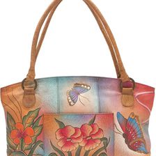 Anuschka Handbags Wide Tote ANNA by Anuschka Floral Butterfly