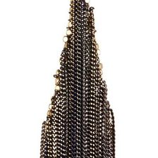 Natasha Accessories Chain Fringe Pendant Necklace BLACK-GOLD