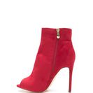 Incaltaminte Femei CheapChic Peep Show Faux Suede Stiletto Booties Red