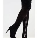 Incaltaminte Femei CheapChic Velvet Vibe Thigh-high Lace-up Boots Black