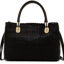 Cole Haan Benson Small Woven Leather Satchel BLACK