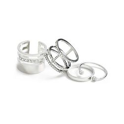 Bijuterii Femei GUESS Silver-Tone Ring Set (Size 8) silver