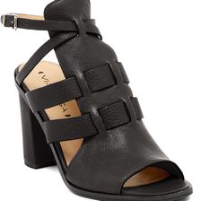 Via Spiga Brandina Block Heel Leather Sandal BLACK CALF