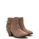 Incaltaminte Femei CheapChic Fringe Benefit Faux Suede Booties Taupe