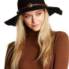 Accesorii Femei David Young Faux Leather Band Wool Felt Floppy Hat BLACK