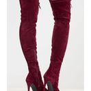 Incaltaminte Femei CheapChic Velvet Vibe Thigh-high Lace-up Boots Burgundy