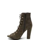 Incaltaminte Femei CheapChic Step Out Faux Suede Lace-up Chunky Heels Olive